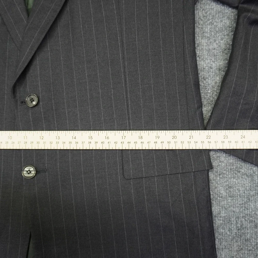 Ermenegildo Zegna Suit Mens 44R Grey Pinstripe Trofeo Wool 2 Button Pleated Cuff